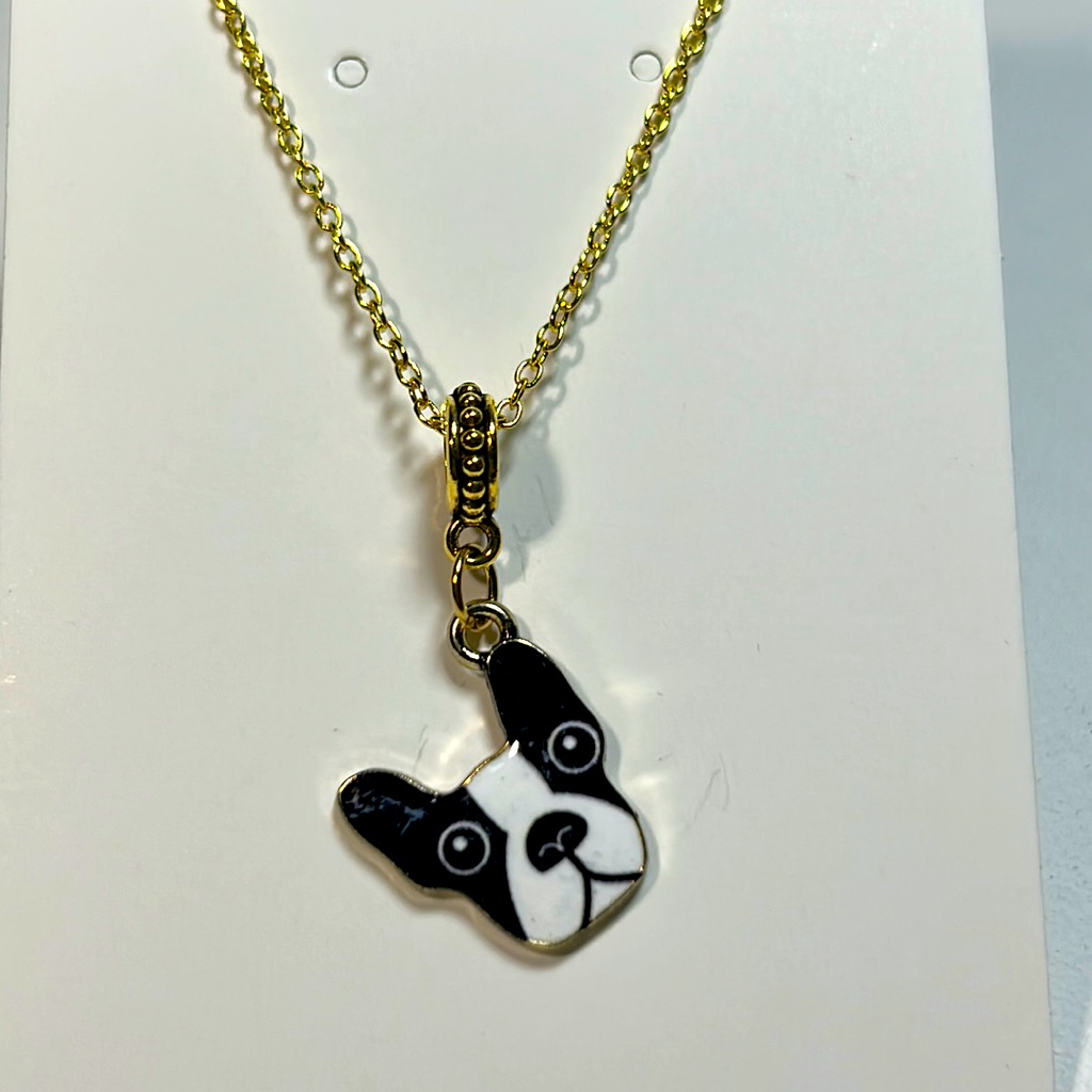 Handmade Cute French Bulldog Frenchie Dog Pet Charm Pendant Gold Plate Necklace 50$